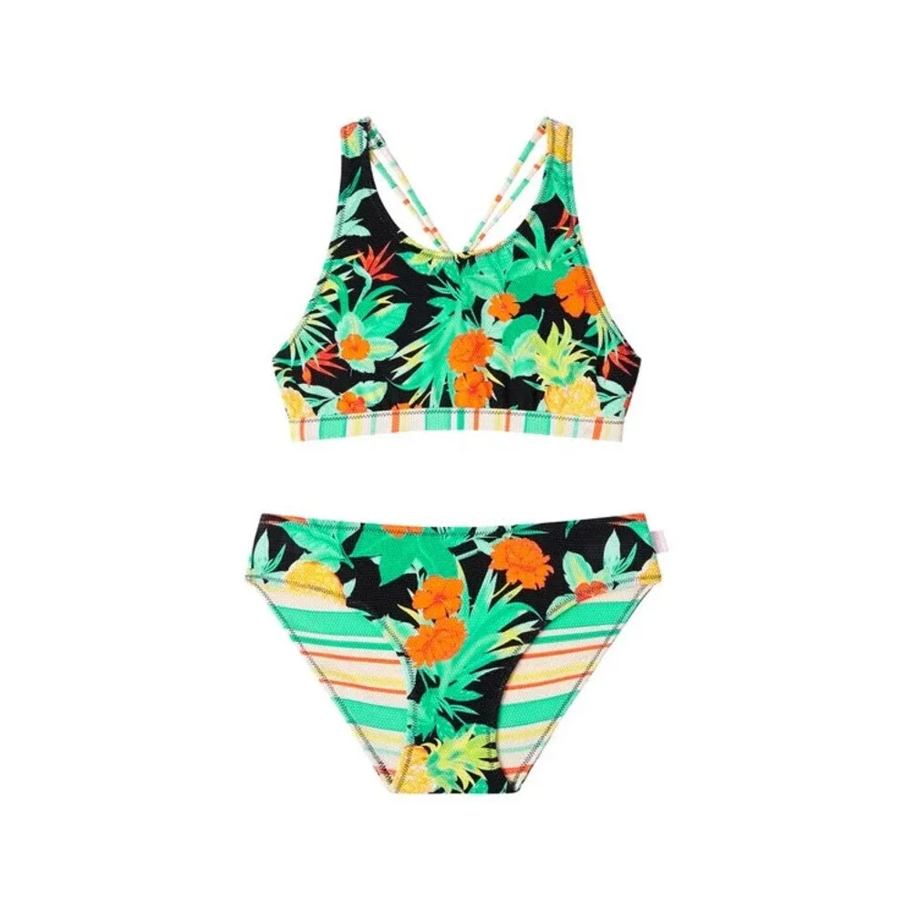 Seafolly KIds Crop Tank Bikini Set Girls 14 Tropical Nights Swimwear ERK765